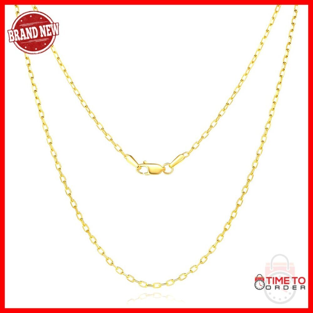 14K Gold Paperclip Chain Necklace 1.7mm Minimalist Unisex